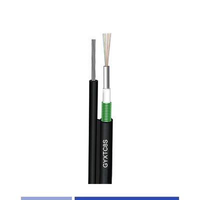 شراء 12 الألياف SingleMode 9/125um كابل الألياف الهوائية مع الرسول PE سترة GYXTC8S التصنيع عبر الإنترنت