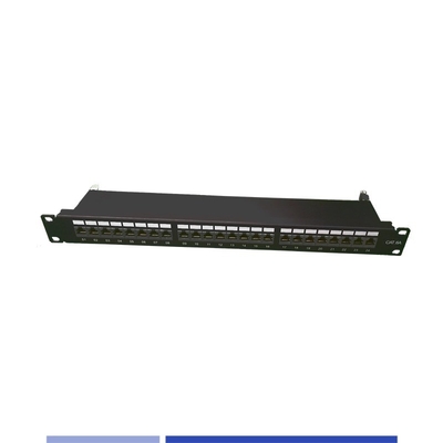 شراء Cat6A لوحة التصحيح 24 محطة محمية 1U ريك مونت لنظام الكابلات التصنيع عبر الإنترنت