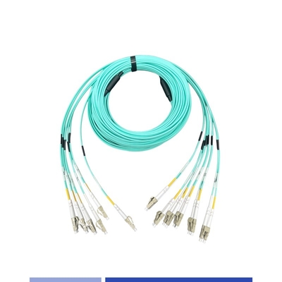 12 Core OM3 LC Fiber Optic Trunk Cable Duplex 25m LSZH جاكيت